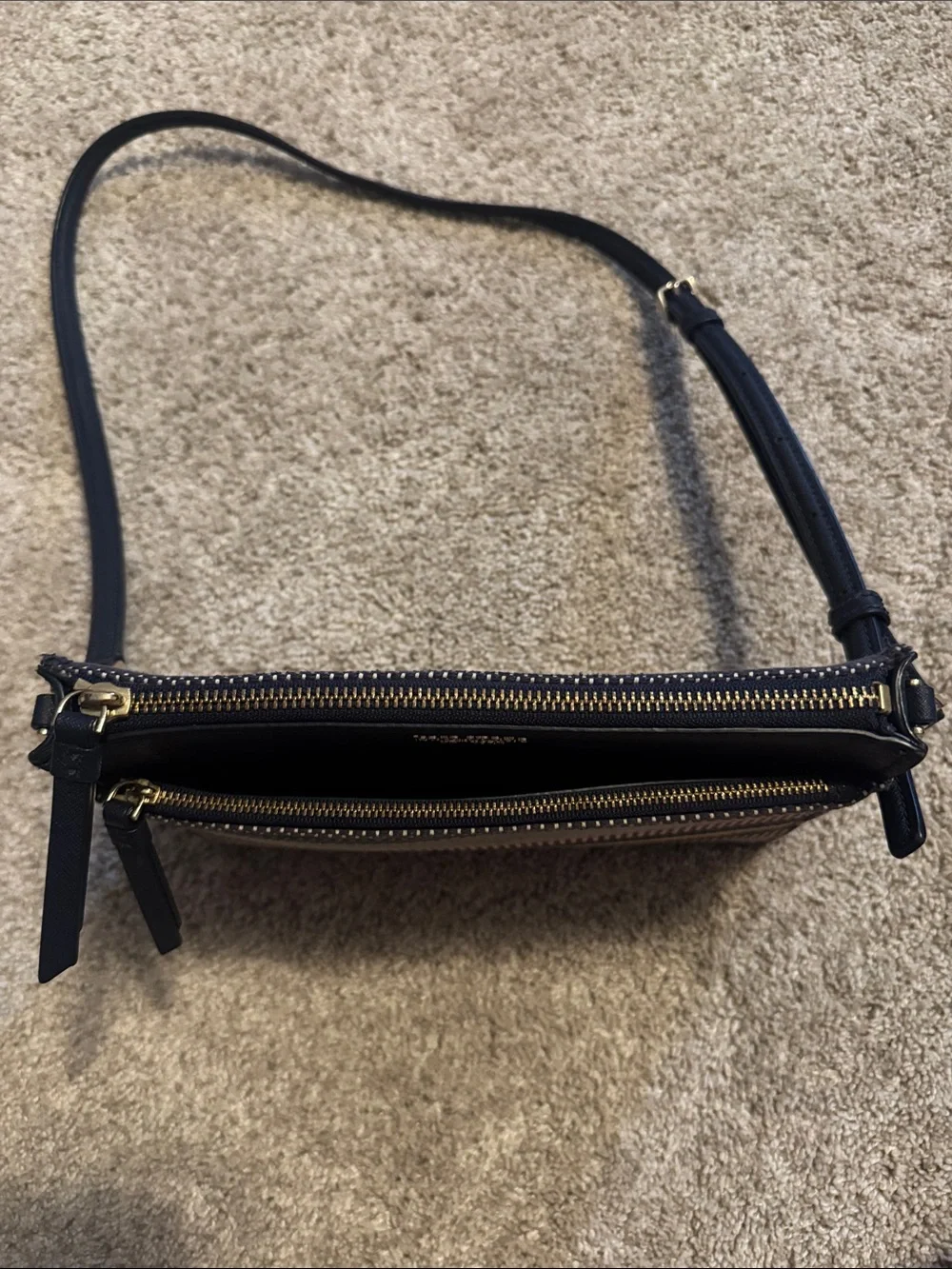 kate spade Navy Multi-Stripe Crossbody with Gold Hardware